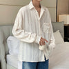 Men's Hollow Out Mesh Long-Sleeve Shirt in black and apricot, featuring a tailored fit and breathable design for stylish comf