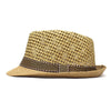 Stylish classic straw fedora with UV protection, ideal for beach outings.