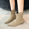 Chic women's ankle boots with low heel, flannel upper, zipper closure, perfect for spring and autumn fashion.