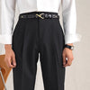 Classic High-Waist Polyester Suit Trousers in Khaki - Men's Fashion Pants