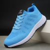 Plus-Size Women's Mesh Sneakers - Fluorescent Green, Sky Blue, Dark Khaki, Dark Blue - Sizes 36-44. Front Lace-Up, Comfortable Fit, Casual Wear.