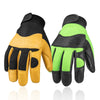 Eco-Friendly Deerskin Cycling & Fitness Gloves in Yellow and Green, Color-Matching Design - Outdoor Sports Gear