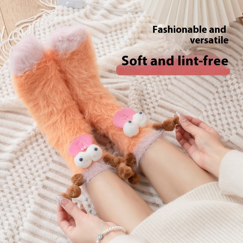 Plush Funny Floor Thick Thermal Middle Tube Socks