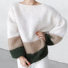 Cozy Color-Block Knit Sweater in Gray, Khaki, Green | Women's Fashion | Fall/Winter Pullover | Trendy Acrylic Sweater