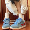 Chic Color-Block Blue Sneakers for Women – Trendy Meteor, Low Heel, Vulcanized Sole, Comfortable Fit
