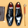 Elegant Patent Leather Men's Oxford Dress Shoes in Blue - Comfortable Premium Quality Men's Formal Shoes with Sleek Design, Non-Slip Sole