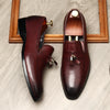 Elegant Cowhide Leather Shoes for Weddings and Formal Events in Black or Wine Red, Round Toe, Rubber Soles, Sizes 37-45