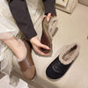Women's Fleece-Lined Cotton Shoes with Beef Tendon Sole - Stylish & Comfortable in Black and Khaki