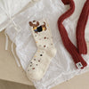 Puppy Embroidered Cozy Cotton Mid-Calf Socks - Cartoon Design Variants - Fall/Winter Fashion - All-Season Breathable Comfort - Unisex Fit