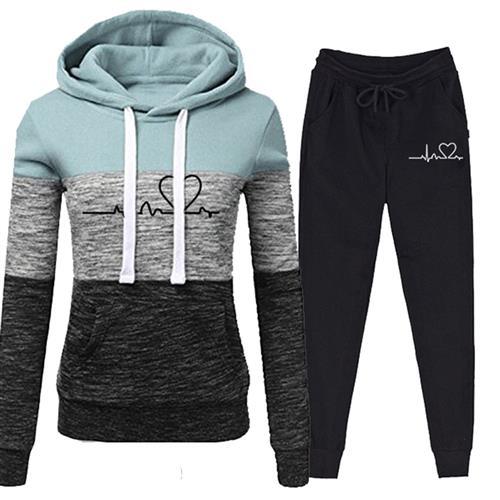 Trendy Two-Piece Tracksuit Set for Women with Hoodie - Casual comfort in a cozy fleece ensemble for women. Sizes S to 4XL.