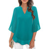 Radiant Petal-Sleeve Chiffon Top in Vibrant Colors - Women's V-Neck Fashion Top