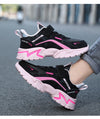 Waterproof Unisex Kids' Leather Sneakers, Velcro Fastening, Breathable & Lightweight in Pink or Black - All-Season Wear, Non-Slip Soles