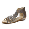 Elegant Open Toe Rhinestone Wedge Sandals in Black, Beige, and Gold - PVC with Rhinestones, Back Zipper, Sizes 36-43