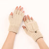 Women's Wool Fingerless Gloves in Light Khaki - Touch-Screen Compatible, Chic & Warm Winter Accessories