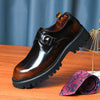 Men's British Style Leather Casual Shoes in Black and Brown - Shiny Finish - Cowhide Material - Various Sizes - Durable & Stylish