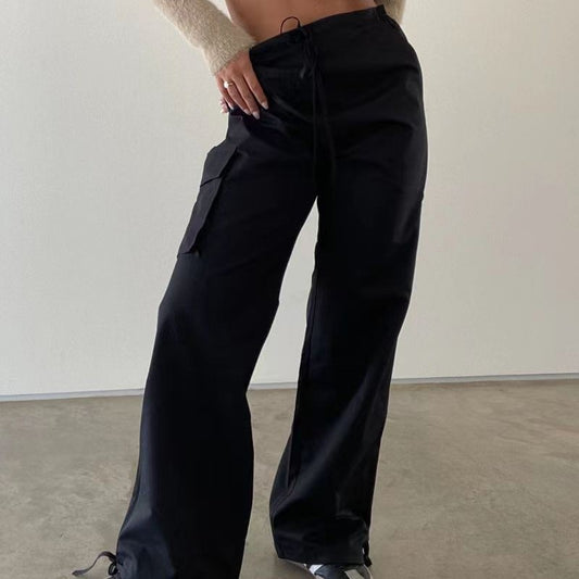 Mid-waist Three-dimensional Pocket Trousers