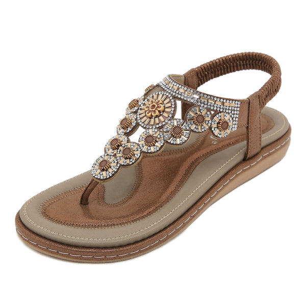 Elegant Microfiber Beach Sandals in Vibrant Colors, Rhinestone Embellished, Sizes 36-42 - Summer Chic and Comfortable Option