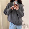 Women's Cable-Knit Half-Zip Pullover Sweater in Various Colors