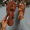 Stylish Women's Leather Sandals in Dark Brown - European & American Design, Breathable and Lightweight PU Sole - Sizes 36 to 43