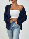 Chic Casual All-match Knit Sweater Coat for Winter with Detailed Threadwork, Polyester Fabric - Stylish Winter Cardigan.