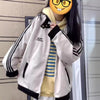 Trendy College-Style Loose Fit Baseball Jacket for Women - Design-Savvy Polyester Outerwear