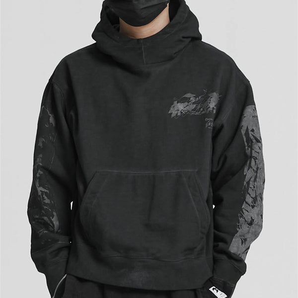 Premium Men's Dark Grey Hoodie with Unique Shoulder Design - 100% Cotton Fleece - Comfort Fit - Zipper - Size Chart Included