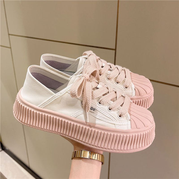 Stylish Student Shell Shoes in White or Pink for All-Day Comfort & Versatile Outfits