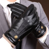 Men's Premium Sheepskin Leather Gloves with Fleece Lining - Windproof & Touch-Screen - Black/Brown - All-Weather Protection
