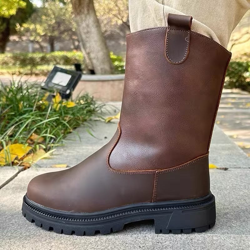 Genuine Leather Warm Cold-resistant High Tube Cycling Boots