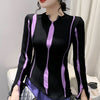 Chic Purple Striped Women's Sweater - Fashionable & Cozy Winter Wear