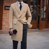 British-Style Slim Wool Blend Coat | Decorative Buttons | Khaki & Dark Blue | Suit Collar | Elegant Winter Outerwear | Women's Fashion.