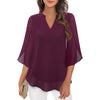 Radiant Petal-Sleeve Chiffon Top - Vibrant 3D Pattern, Loose Fit, V-neck - Women's Fashion Casual Wear in Multiple Colors - Quality Polyester - S to XXL Sizes