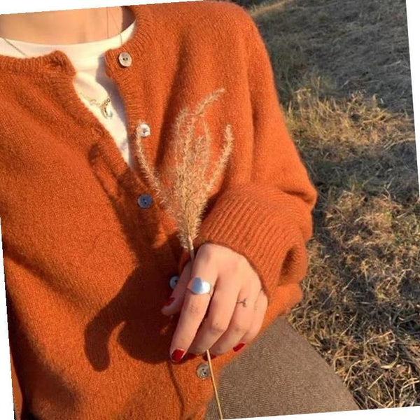 Stylish Thickened Velvet Cardigan - Women's Short Raccoon Wool Sweater