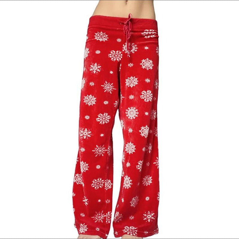 Snowflake Casual Pants For Women Autumn And Winter New Contrast Color