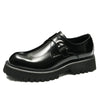 Men's British Style Shiny Leather Casual Shoes, Black or Brown, Cowhide, Sizes 37-46. Fashionable and durable footwear for men.