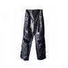 Vintage Leather Trousers with Locomotive Design - Black Winter Fashion - Small, Medium, Large Sizes