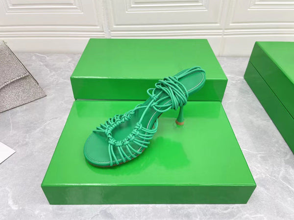 Luxurious Sheepskin Lace-up Stiletto High Heel Sandals - Multicolor Elegant Heels in Genuine Leather & Sheepskin, Sizes 35-39