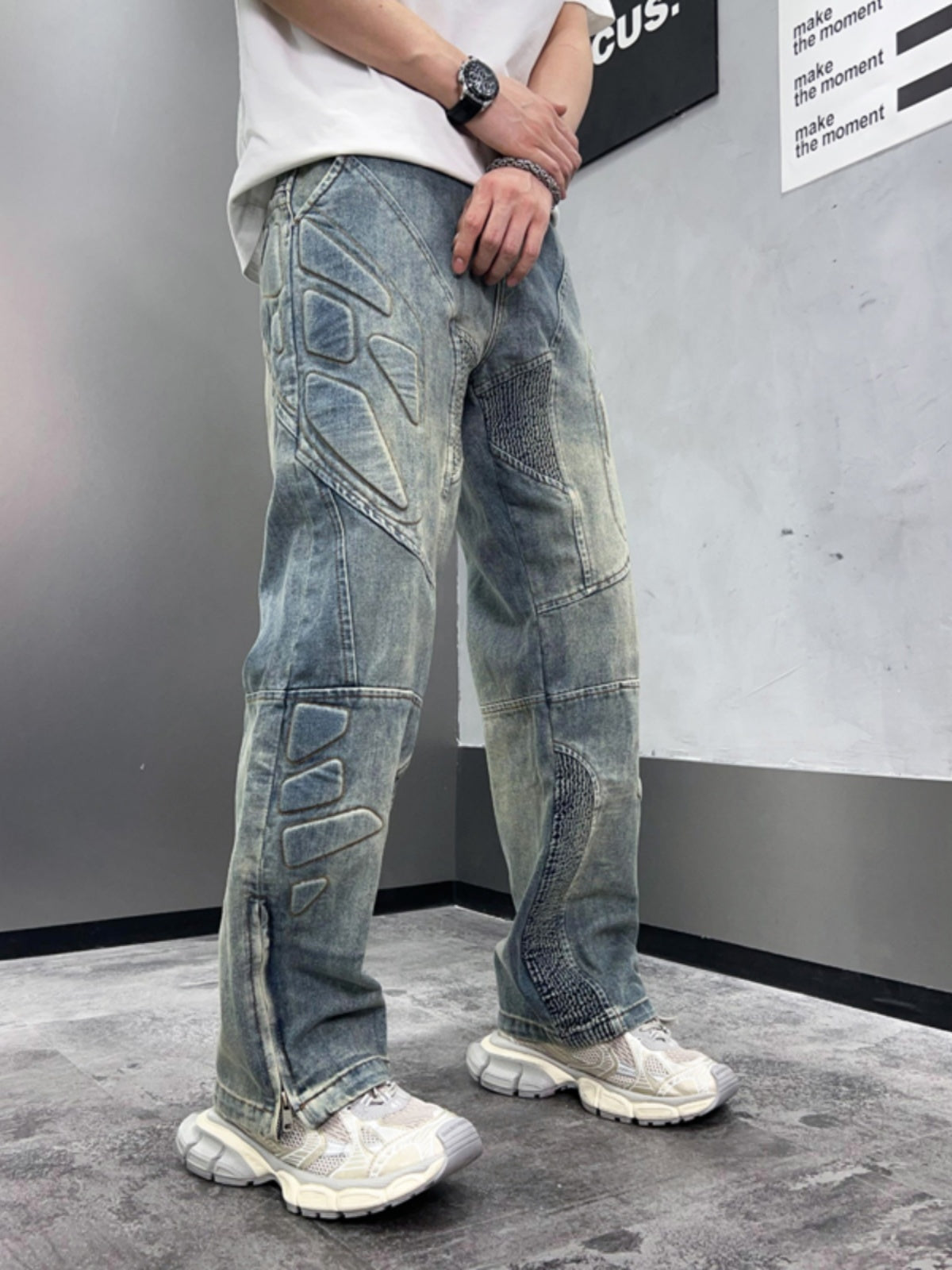 Three-dimensional Steel Seal Anti-collision Structure Jeans