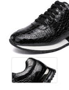 Men's Vintage Black Leather Sneakers with Lace-up Closure