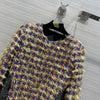 Chic Patchwork Woven Jacket with Fragrance Pattern, Picture Color, Sizes S to L, Celebrity Style Influence