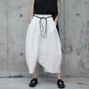 Breathable White Linen Culotte Pants, Wide-Leg Style, Hemp Material, Women's Casual Wear