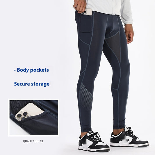 Men's Performance Basketball Leggings in Black and Dark Grey - Quick-Drying Fitness Tights for Men. Perfect for Sports, Gym, and Cycling. Sizes M-3XL.