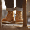 Vintage Style American Mid-Top Suede Leather Boots in Sand - Lace-up, Comfortable Men's Boots with Flat Heel - Retro, Quality Cowhide Footwear