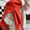 Winter Women's Cashmere-Like Tassel Scarf - Solid Color Variety