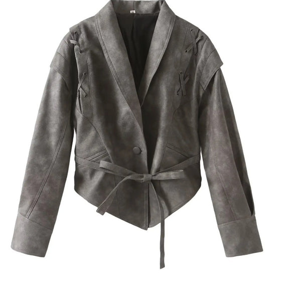 Chic Faux Leather Retro Style Jacket for Women - Versatile & Fashionable Outerwear in Various Colors & Sizes