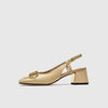 Elegant Women's Square Toe Leather Heels in Beige and Light Apricot - French Baotou Style, Sheepskin and Pigskin Blend