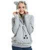Women's Stylish Pet Pocket Hoodie Sweatshirt in Grey - Cat Lover Apparel for Cozy Winter Wear