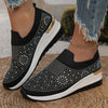 Women's Lightweight Mesh Slip-on Sneakers - Breathable & Stylish in Various Colors with Rhinestones - Sizes 37-44