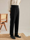 Chic Paris Buckle Suit Trousers in TR fabric for business style fit and comfort. Adjustable waist, non-iron, straight pant type.