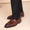 Men's Square-toed Leather Outdoor Shoes in Black or Brown, Sizes 38-45